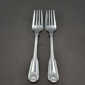 Towle London Shell Salad Dessert Fork JAPAN Stainless Flatware Set Of 2 VTG